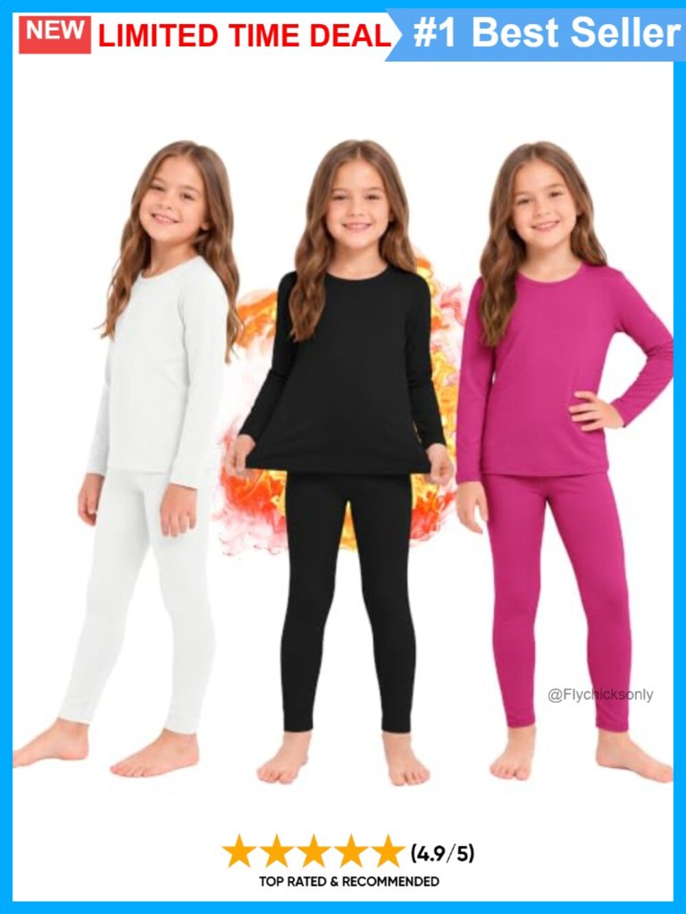 Fleece Lined Thermal Underwear Top Bottom Set Base Layer Long Johns